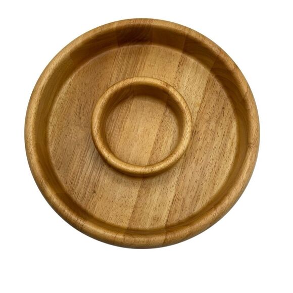 Studio Nova Wooden Chip and Dip Bowl Serving Tray Mid Century Modern Style 12" - Picture 3 of 5
